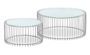 Set de 2 tables basses verre blanc et pieds métal gris Vret D 85/D 60 cm