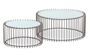 Set de 2 tables basses verre blanc et pieds métal taupe Vret D85/D 60 cm