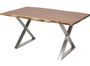 Table à manger bois massif et pieds en croix acier chromé Kiwa 160 cm