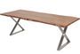 Table à manger bois massif et pieds en croix acier chromé Kiwa 240 cm