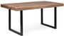 Table à manger en bois clair d'acacia vernis mat et pieds acier noir Makune 160 cm