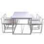 Table à manger et 4 chaises bois et métal blanc Katy