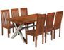 Table à manger et 6 Chaises bois d'acacia acier inoxydable Lavina