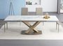 Table à manger extensible céramique effet marbre gris et pieds acier bronze Lady 160/240 cm