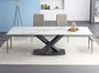 Table à manger extensible céramique effet marbre gris et pieds acier noir Lady 180/260 cm