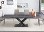Table à manger extensible céramique effet marbre noir et pieds acier noir Lady 160/240 cm