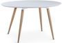 Table à manger ovale bois blanc et pieds bois clair Sicca 130 cm