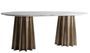 Table à manger ovale MENZA – Marbre blanc & acier doré mat – 200 cm