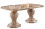 Table à manger rectangulaire extensible bois vernis laqué brillant beige et onyx effet marbré Lesly 185 à 230 cm