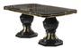 Table à manger rectangulaire extensible bois vernis laqué brillant noir et doré Lesly 185 à 230 cm