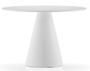 Table à manger ronde blanche polyéthylène et plateau bois blanc Kizola