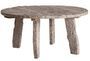 Table à manger ronde bois massif blanc cassé vieilli style ethnique Barry 160 cm