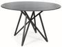 Table à manger ronde design céramique gris effet marbre et acier noir Durano 120 cm