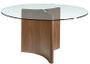 Table à manger ronde design en bois couleur noyer et verre transparent Trina 150 cm