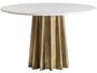 Table à manger ronde design marbre blanc et pied acier doré mat Mensa 120 cm