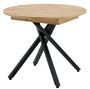 Table à manger ronde extensible bois clair et pieds métal noir Vaker 90 à 120 cm