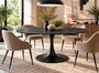 Table à manger ronde KULIPA Ø120 cm – Acier & bois noir avec veinure – 5 places