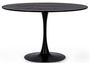Table à manger ronde KULIPA Ø120 cm – Acier & bois noir avec veinure – 6 places