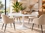 Table à manger ronde KULIPA – Acier blanc & bois blanc laqué mat