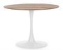 Table à manger ronde KULIPA – acier blanc & bois naturel – Ø100 cm