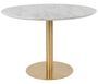 Table à manger ronde PIZA – Effet marbre blanc et pied laiton doré