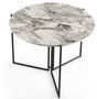 Table à manger ronde pliable bois effet marbre blanc et métal noir Sinola 100 cm