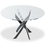 Table à manger ronde verre et pieds en métal chromé Xisor D 120 cm
