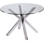 Table à manger ronde verre et pieds métal chromé Lido D 120 cm