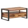 Table basse 2 tiroirs acacia massif foncé et métal noir Milam 100 cm