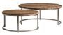 Table basse bois massif clair et métal argenté Akira - Lot de 2