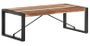 Table basse bois massif foncé et pieds métal noir Tesun 120 cm