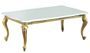 Table basse design bois vernis brillant blanc et doré Jade 130 cm