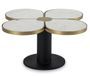 Table basse design trèfle à 4 feuilles marbre et métal doré et noir