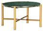 Table basse effet marbre vert et pieds métal doré Enyse D 60 cm
