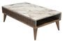 Table basse en bois noyer et blanc effet marbre avec rangement Roma 105 cm