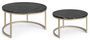 Table basse en marbre noir et pieds acier doré Pery - Lot de 2