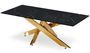 Table basse en verre effet marbre noir et pieds métal doré Leana L 120 cm