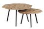 Table basse hexagonale teck massif recyclé et métal noir Voust - Lot de 2