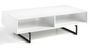 Table basse moderne en bois laqué blanc et acier noir Valina 120 cm