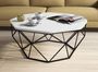 Table basse octogonale bois blanc et pieds acier noir Diva 90 cm