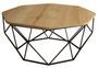 Table basse octogonale bois chêne clair et pieds acier noir Diva 90 cm