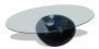 Table basse ovale verre trempé transparent et fibre de verre noir brillant Ben