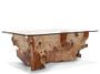 Table basse rectangulaire en racine de teck et verre trempé RAKINA 120 cm