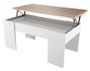 Table basse relevable avec rangement bois mélaminé blanc et naturel Doppy 100 cm
