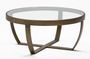 Table basse ronde 80 cm verre trempé et pieds métal bronze - Élégance et style art déco