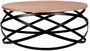 Table basse ronde design bois de chêne et métal noir Klikar 80 cm
