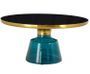 Table basse ronde design verre trempé bleu et noir Kloche 75 cm