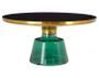 Table basse ronde design verre trempé vert et noir Kloche 75 cm