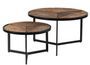 Table basse ronde gigogne style industriel bois recyclé et métal noir laqué mat Karat - Lot de 2