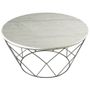 Table basse ronde marbre blanc et pieds métal noir Bel D 80 cm